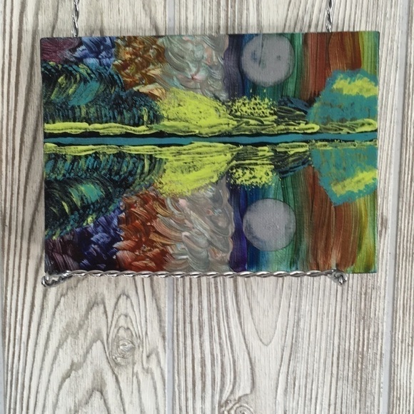 ORIGINAL Painting Colorful Abstract Landscape Small Panel - Picture 9 of 10